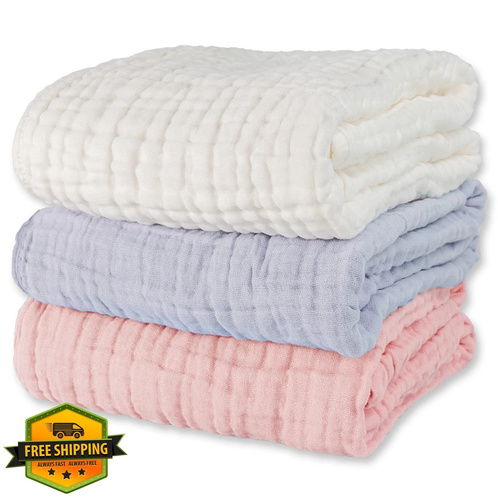 WinReal Baby Towels 3 Pack Whiteandpinkandgrey