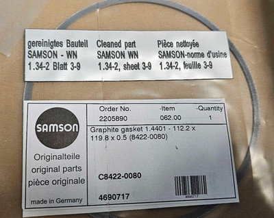 Samson C8422-0080 Graphite Ring Gasket Seal 112.2x119.8x0.5mm, 1.4401