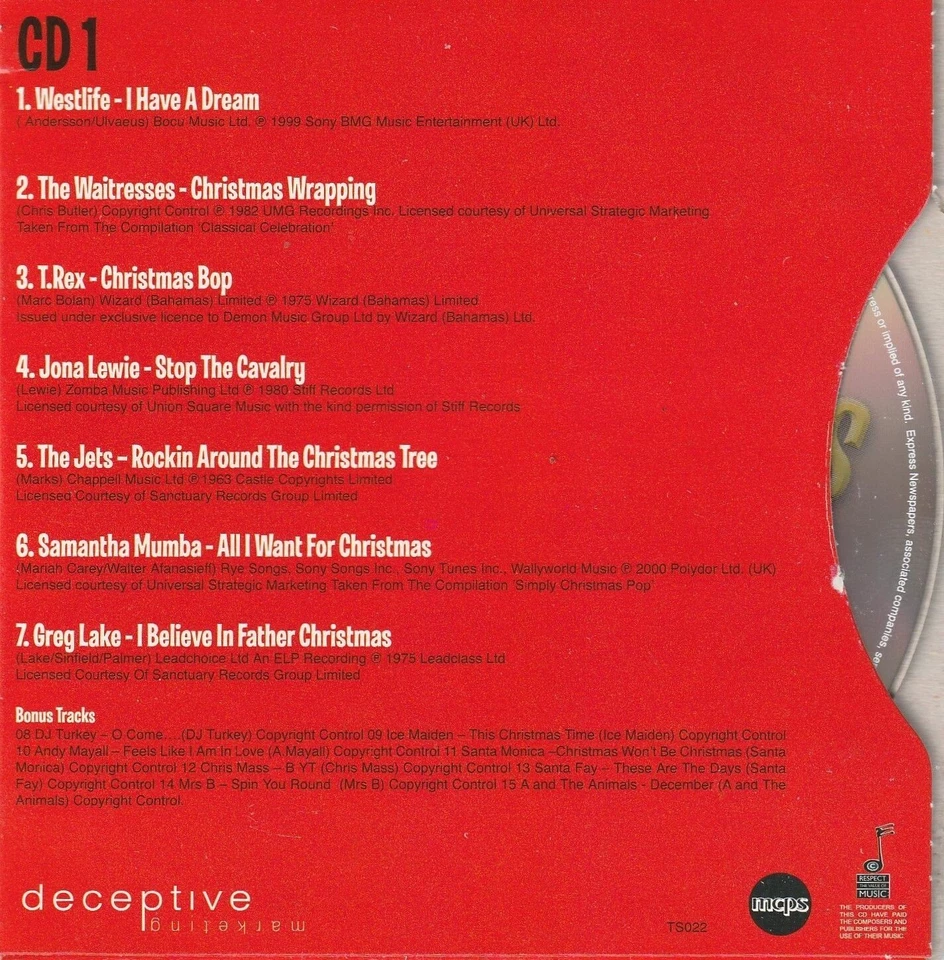 THE DAILY STAR'S CHRISTMAS HITS : PROMOTIONAL CD (disc one only)  . Foto 2 de 4