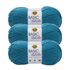 (3 Pack) Lion Brand Yarn 202-405K Basic Stitch AntiPilling Yarn,TurquoiseHeather