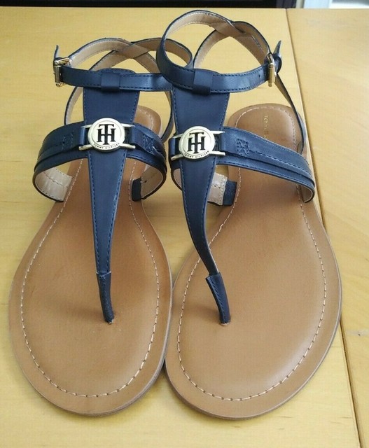 Women's TOMMY HILFIGER T-STRAP THONGS SANDALS Blue Sz. 12 | eBay