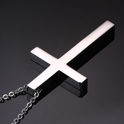 316L Stainless Steel Polishing Women Men's Silver Cross Pendant Necklace Chain - Imagen 4 de 6