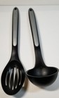 Calphalon 2 Kitchen Utensils Cooking Black w/ Silicone Grip  Ladle  And Spoon