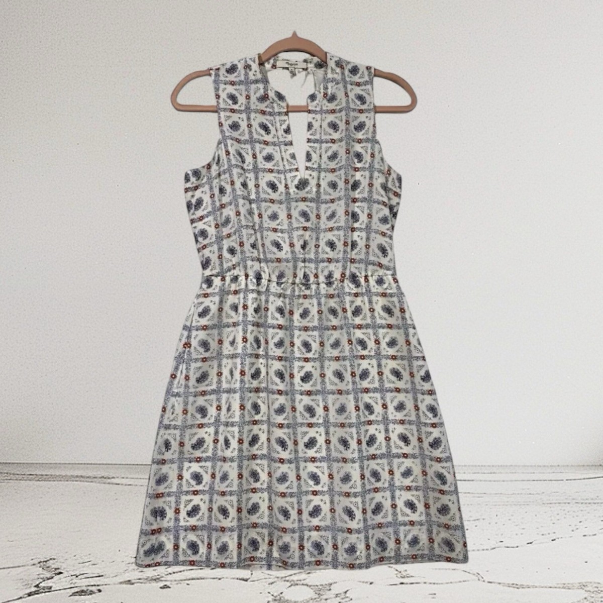 madewell silk paisley dress Madewell Womens Paisley Print Silk Dress Size 0 Lightweight Summer Chic  $148