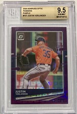 2020 Donruss Optic #157 Justin Verlander PURPLE PANDORA PRIZM /99 BGS 9.5 GEM