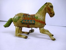 Vintage Wind Up Haji Brand Litho Tin Jumping Horse Tin Toy Japan Collectibles "F