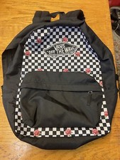 Vans Off The Wall Backpack Black Checkered Checks with Roses EUC Back To School