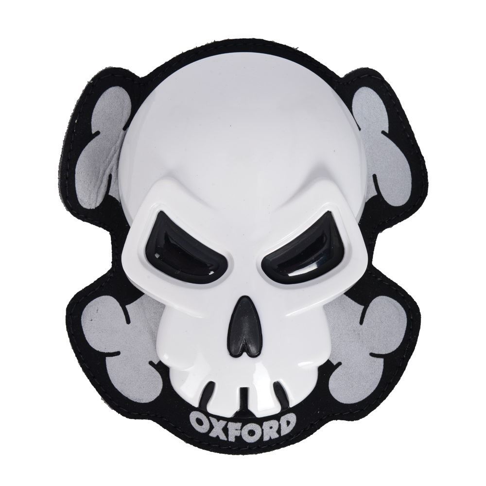 Oxford Skull Motorcycle Knee Sliders Motorbike Knee Protectors White Universal