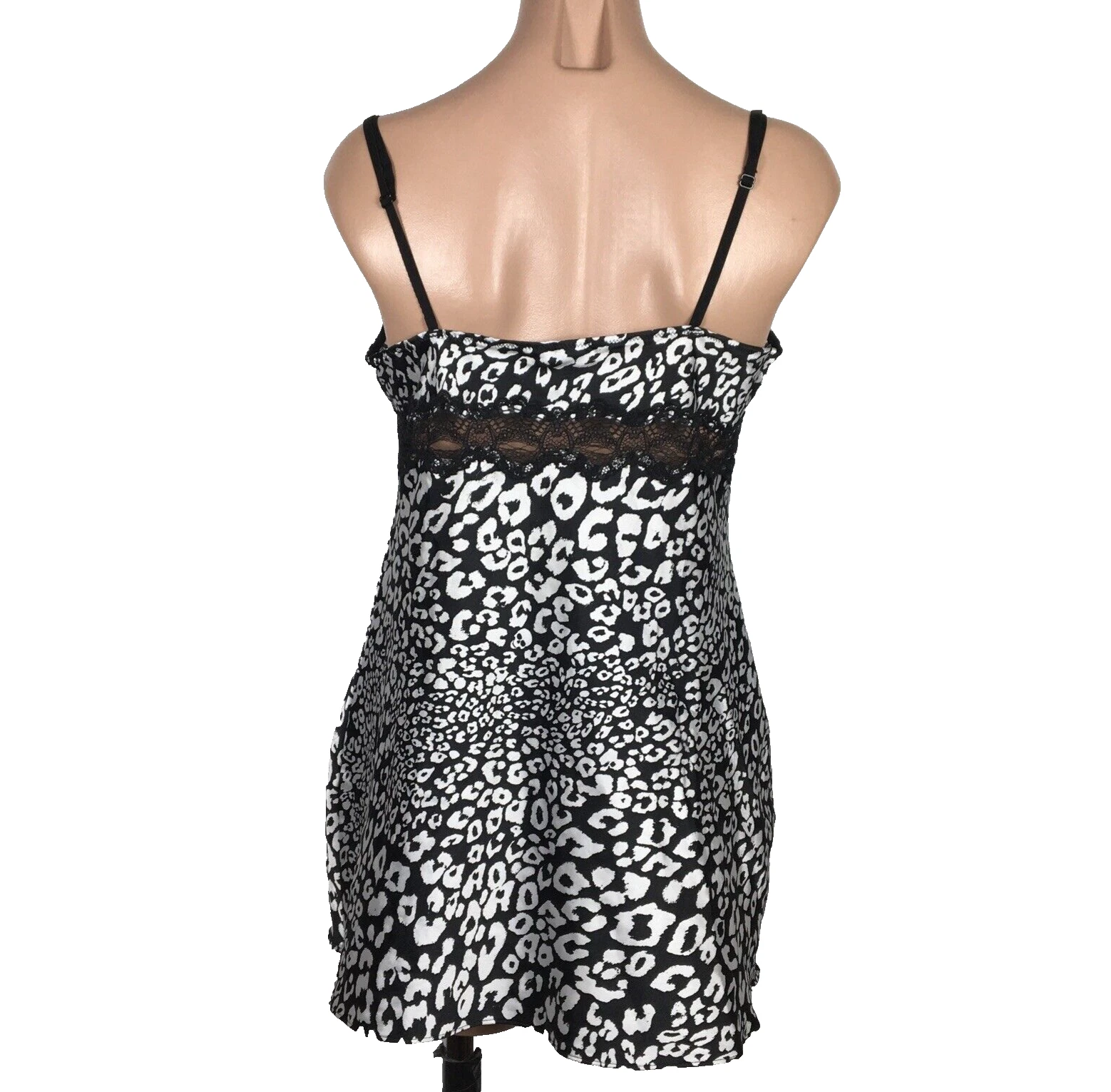 UNDERCOVER Abito da notte vestito slip Victorias Secret stampa leopardata grande nero orlo pizzo