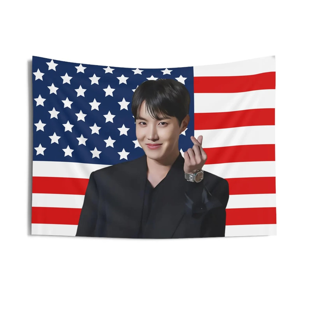 KPOP FLAG] BTS JHOPE American Flag Wall Tapestry Army Fan Merch