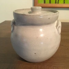 Jugtown Chinese White Lidded Canister Traditional Seagrove NC Folk Art Pottery