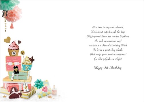 To A Special Niece 18th Birthday Card Lovely Verse jj - Picture 2 of 2