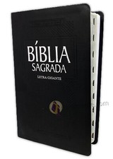 Bíblia Sagrada Almeida Revista e Atualizada, imitação de couro preto com índice
