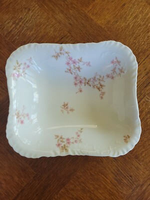 M&C° Haviland Limoges France  Vegetable Bowl Pink Flowers on Vine 8.75'' Mint