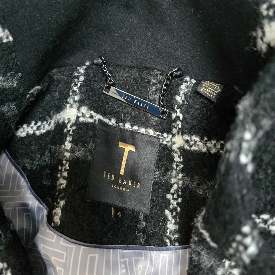 Casaco Ted Baker London Rosylin xadrez duplo tecido de lã com cinto TB 4 Reino Unido 14 - Imagem 4 de 4