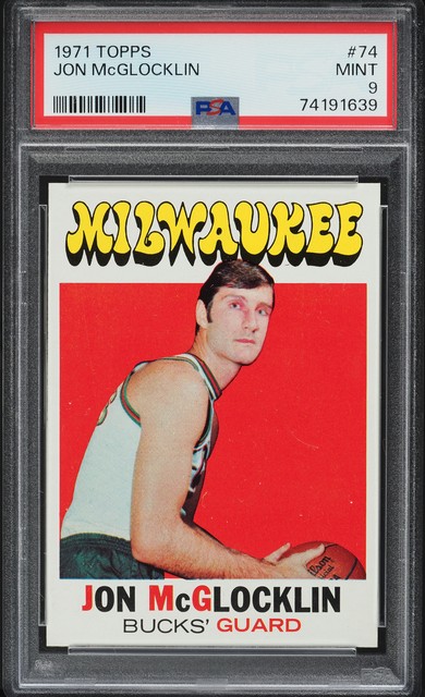 1971 Topps BkB Card # 74 Jon McGlocklin Milwaukee Bucks PSA 9 MINT