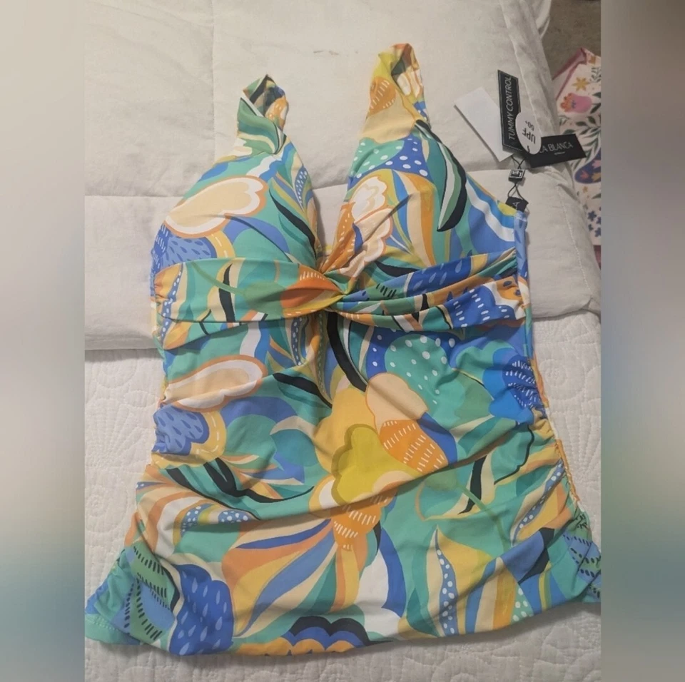 Tankini control de barriga La Blanca Twist delantero talla 8 Foto 3 de 4