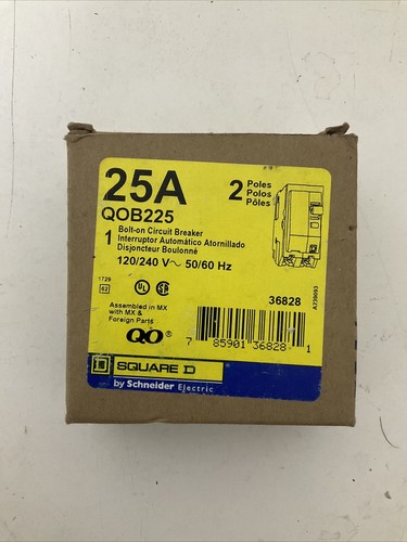 New Square D QOB225 25 Amp, 2 Pole, 240 Volt Breaker