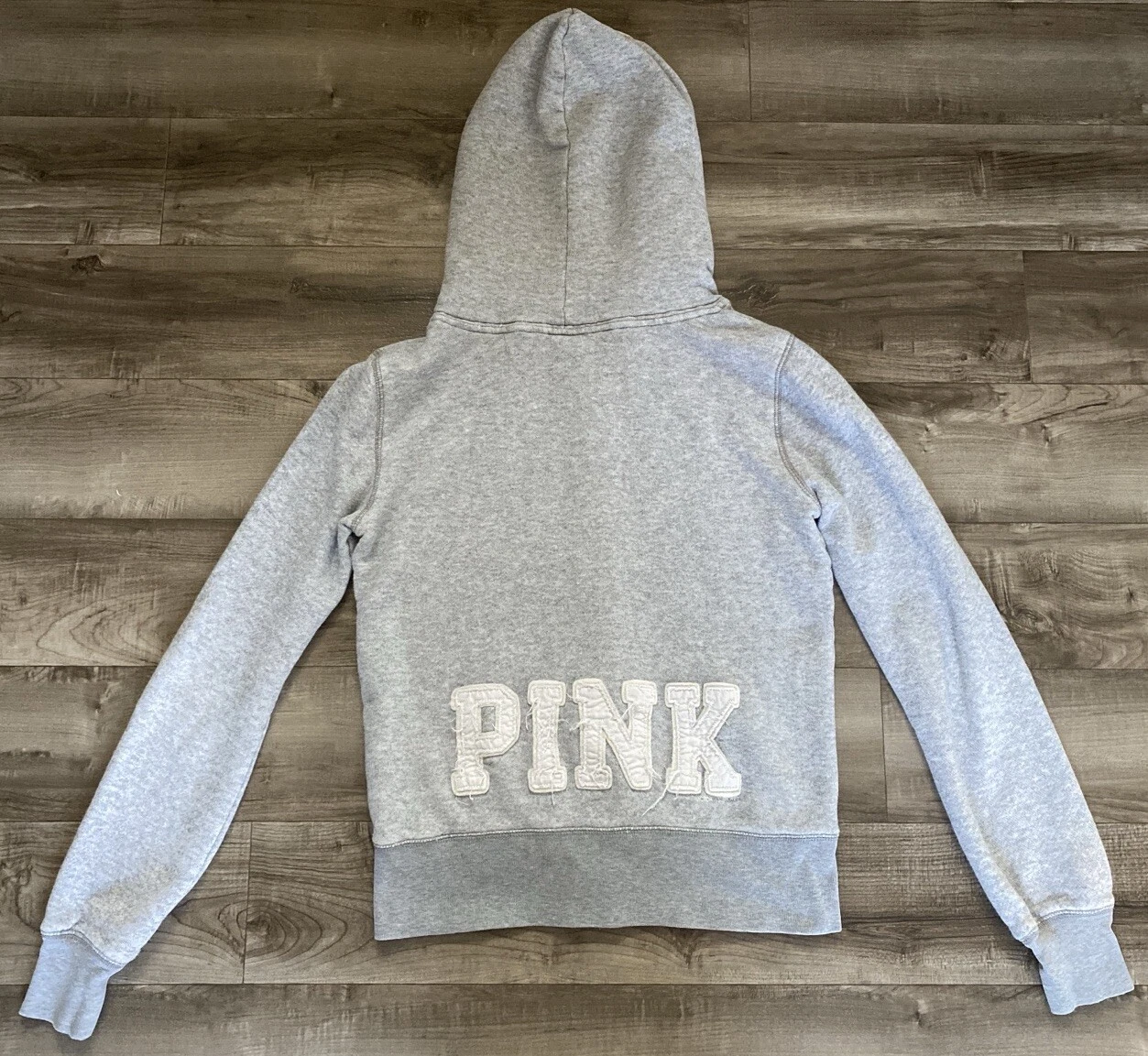 UNDERCOVER Felpa con cappuccio Victorias Secret ROSA full zip posteriore grafica grigia taglia small