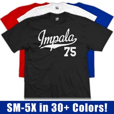 Impala 75 Script T-Shirt | 1975 SS Lowrider Classic Sports Jersey Mens Tee Shirt