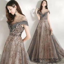 Gorgeous Round Collar Beads Embroidery Floral Evening Dresses Cocktail Prom Gown