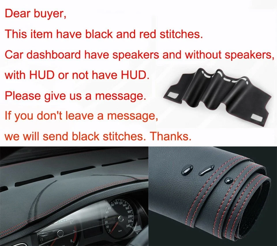 For Ford Edge 2015-24 leather Non-slip Dash Board Cover Mat Dashboard Carpet 1P Foto 2 de 4