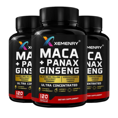 Maca + Panax Ginseng 11400mg - Support Endurance and Energy, Boost Focus, Memory