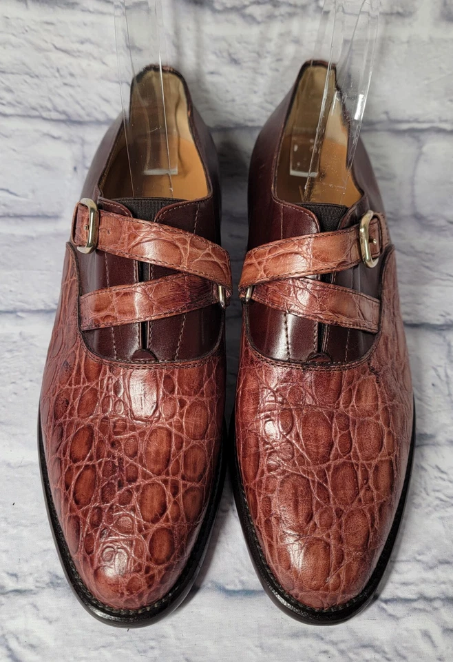 Ron белый подпись 37 коричневый крокодила кожи мокасины Италии Оксфорд крокодила обувь - Изображение 3 из 4