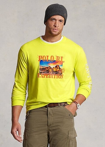 NWT-Polo Ralph Lauren Expedition Graphic print yellow Long sleeve T shirt-Medium - Picture 5 of 7