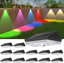 Solar Fence Lights Outdoor: 10 Lighting Modes with RGB Solar Powered Deck Light 