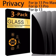 3 Pack for iPhone 13 Pro Max 13 Pro 13 Privacy Tempered Glass Screen Protector