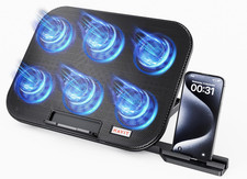 Laptop Cooling Pad with 6 Quiet Fans and Adjustable Heights for 12-14.1 Inch Lap