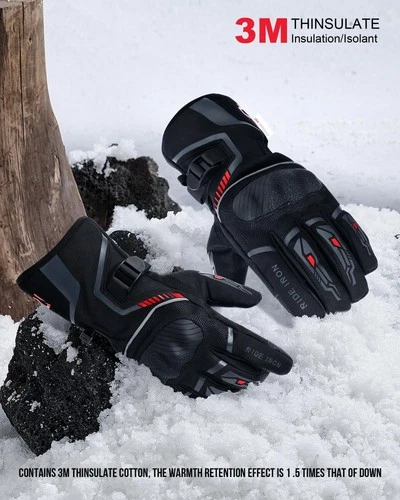 RIDEIRON Winter Motorcycle Gloves for Men & Women black Large image 4