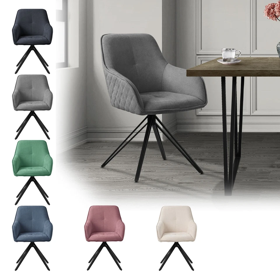 1/2/4/6x Silla de comedor giratoria tela tejida asiento ergonómico y patas metal - Imagen 1 de 1