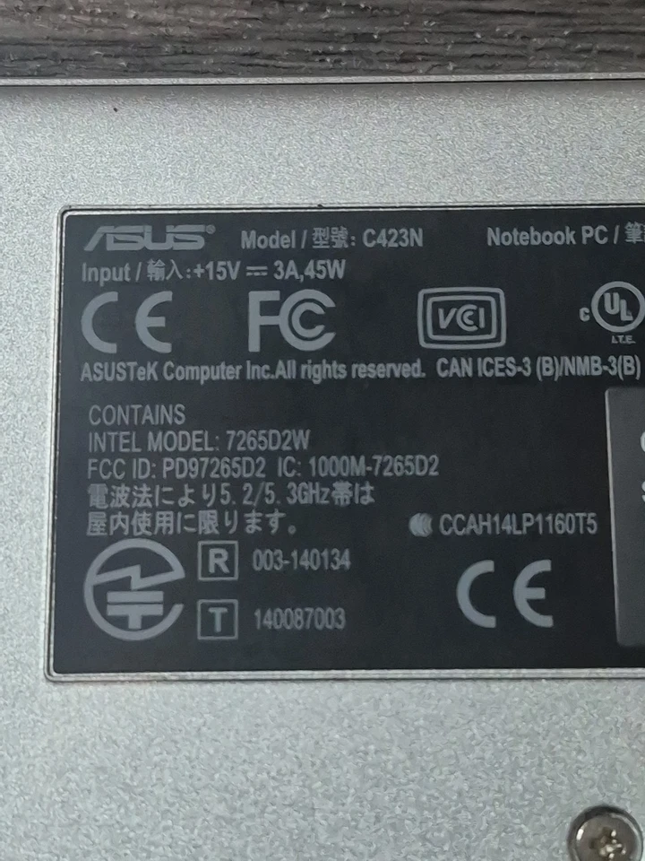 Solo piezas o reparación - Chromebook Asus C423N C423NA 14 pulgadas Intel tal cual Foto 3 de 4