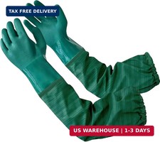 Eiito Extra-Long 26" Rubber Pond Gloves, Chemical Resistant PVC Reusable Heavy D