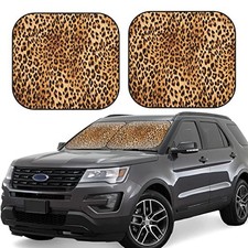 Windshield Sun Shade Foldable 2pcs Cheetah Car Front one size Leopard Print