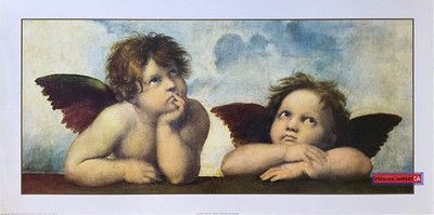 Raffaello Cherubs Sistine Madonna Detail Vintage Italian Import Art Print 19.5 x