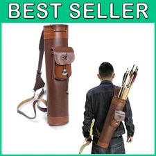Handmade Leather Back Quiver with Large Pouch