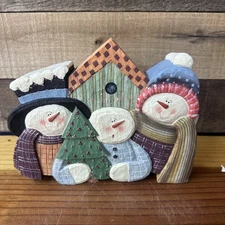 Wooden Snowman Light Up Blinking Display Hanging  Or Table Top -flaw