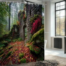 Enchanted Forest Arch with Vines and Autumn Leaves Shower Curtain