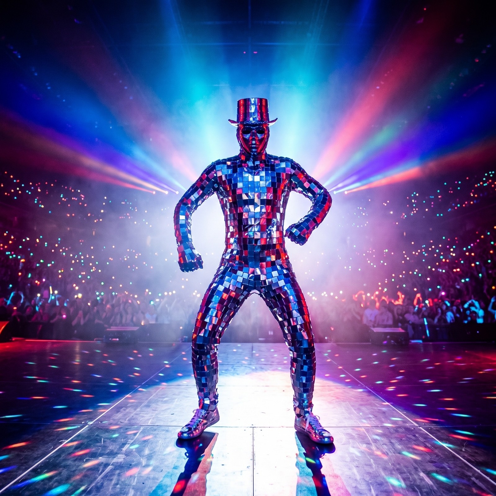 Performance Costume with Mask Mirrored Performance Bodysuit Shiny for Performers image 7