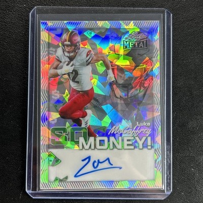 Luke McCaffrey  - 2025 Leaf Metal So Money Auto Prismatic Silver /10 #SM-LMC