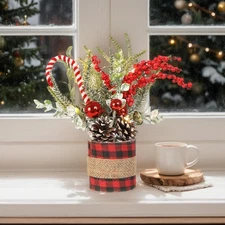Small Christmas Tree, Mini Christmas Tree with Lights, Artificial Tabletop Tr...