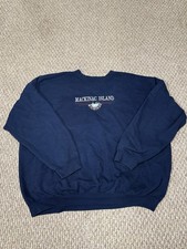 Vintage Mackinac Island Crewneck Sweatshirt Embroidered Blue 3XL