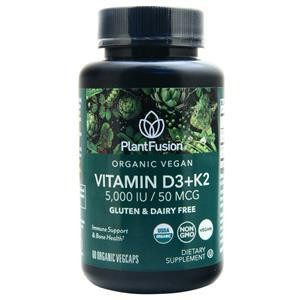 PlantFusion Organic Vegan Vitamin D3 5000IU K2 50mcg 60 vcaps 5790₽