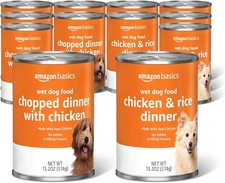 Amazon Basics Wet Dog Food Variety Pack - Chopped Ground Dinner, Chicken & Rice