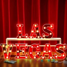 Las Vegas Light up Letters Sign Party Decorations Battery Powered Marquee Red 