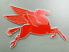 VINTAGE  MOBILOIL MOBILGAS 10x7.5" RED PEGASUS PORCELAIN PUMP STATION GAS SIGN