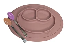 EZPZ Dusty Rose Mini Mat Placemat + Plate in One & 2 Silicone & Stainless Spoons